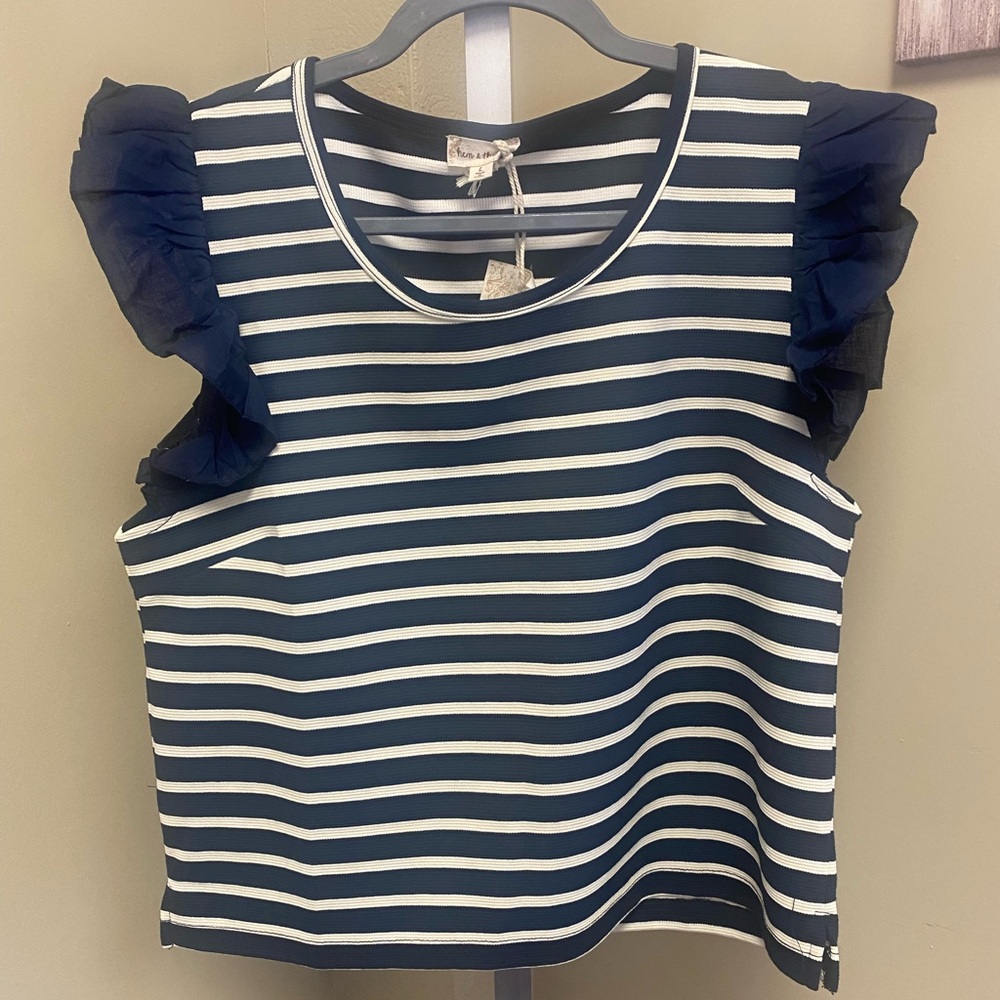 Hem & Thread Blue Ruffled Boxy Blouse